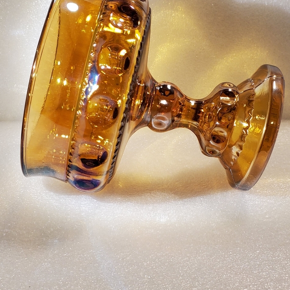 Vintage Indiana Marigold/Amber Carnival Glass Candy Dish Compote King's Crown - Picture 2 of 6